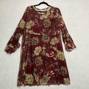New Cato Women’s Dress XL Ruffle Sleeve Floral Holiday Christmas Party Evening